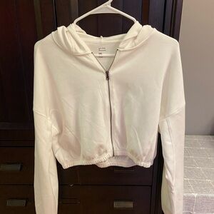 Gilly Hicks Women's White Zip-Up Hoodie